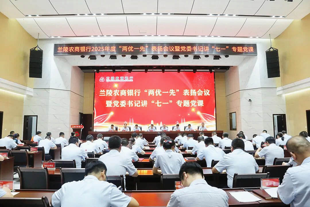 兰陵农商银行召开“两优一先”表扬会议暨党委书记讲“七一”专题党课